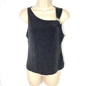 3/$25 Vintage Metallic Silver Sparkly Asymmetrical One Shoulder Top Shir…